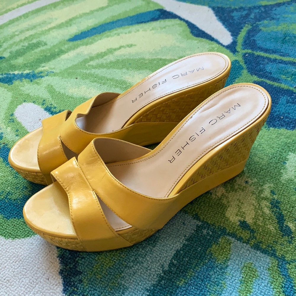 Sunny yellow Marc Fisher Wedges!